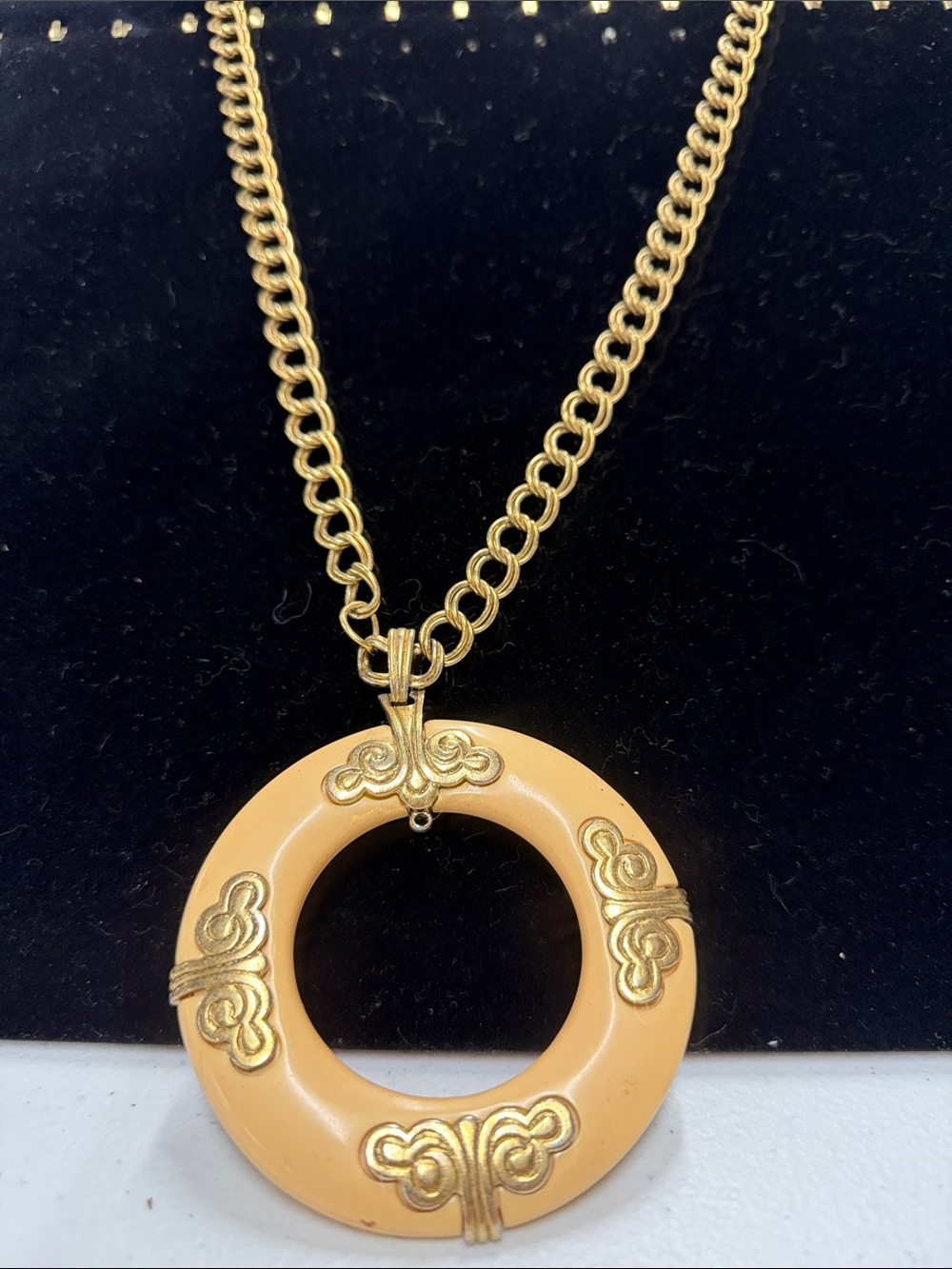 Vintage Signed Trifari Gold-Tone Statement Pendant Necklace